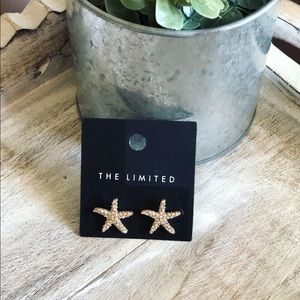 NWT The Limited Starfish Gold Rhinestone Earrings